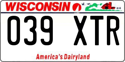 WI license plate 039XTR