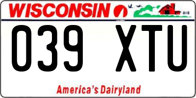 WI license plate 039XTU