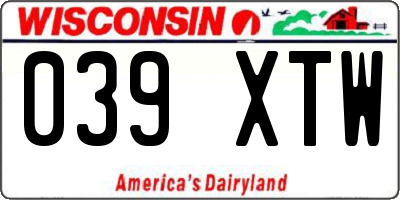 WI license plate 039XTW