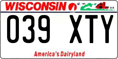 WI license plate 039XTY
