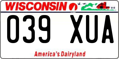 WI license plate 039XUA
