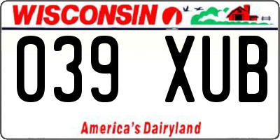 WI license plate 039XUB