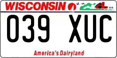 WI license plate 039XUC