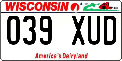 WI license plate 039XUD