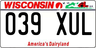 WI license plate 039XUL