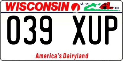 WI license plate 039XUP