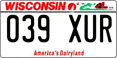 WI license plate 039XUR