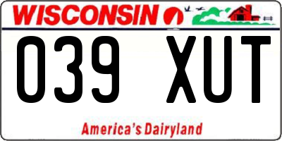 WI license plate 039XUT