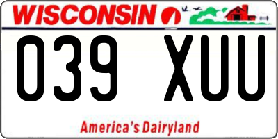 WI license plate 039XUU