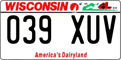 WI license plate 039XUV