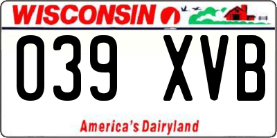 WI license plate 039XVB