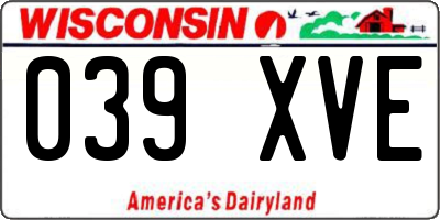 WI license plate 039XVE