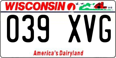 WI license plate 039XVG