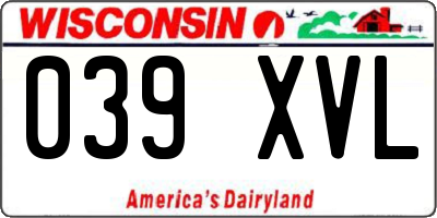 WI license plate 039XVL