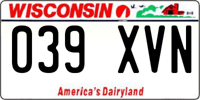 WI license plate 039XVN