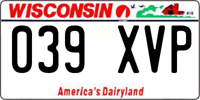 WI license plate 039XVP