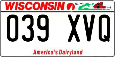 WI license plate 039XVQ
