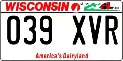 WI license plate 039XVR