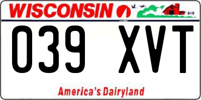 WI license plate 039XVT