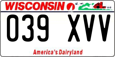 WI license plate 039XVV