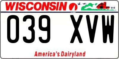 WI license plate 039XVW