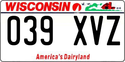 WI license plate 039XVZ