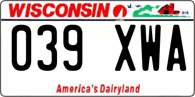 WI license plate 039XWA