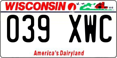 WI license plate 039XWC