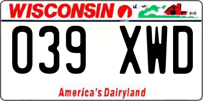 WI license plate 039XWD
