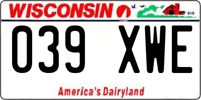 WI license plate 039XWE