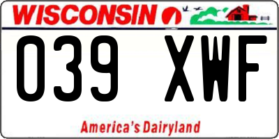 WI license plate 039XWF