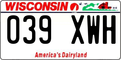 WI license plate 039XWH