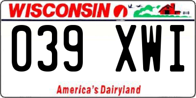 WI license plate 039XWI
