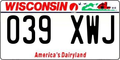 WI license plate 039XWJ