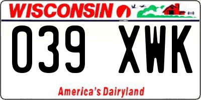 WI license plate 039XWK
