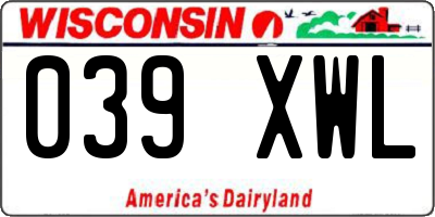WI license plate 039XWL