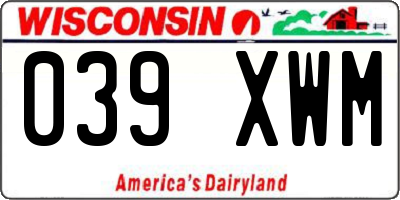 WI license plate 039XWM