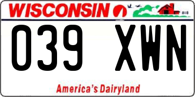 WI license plate 039XWN