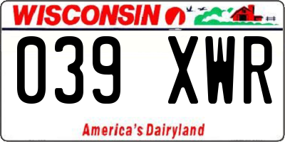WI license plate 039XWR