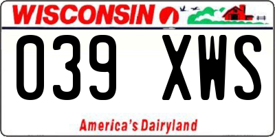 WI license plate 039XWS