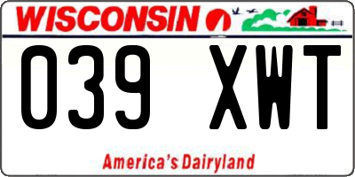 WI license plate 039XWT