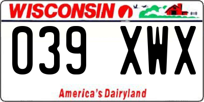 WI license plate 039XWX