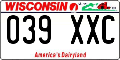 WI license plate 039XXC