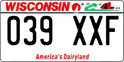 WI license plate 039XXF