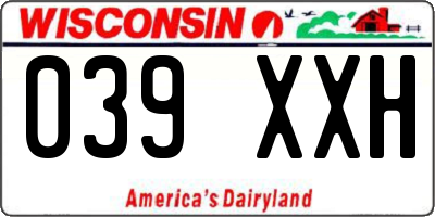 WI license plate 039XXH