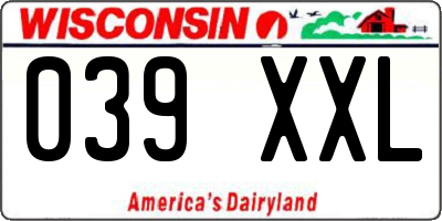 WI license plate 039XXL