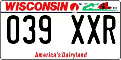 WI license plate 039XXR