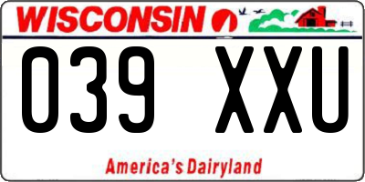 WI license plate 039XXU