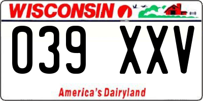 WI license plate 039XXV