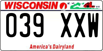 WI license plate 039XXW